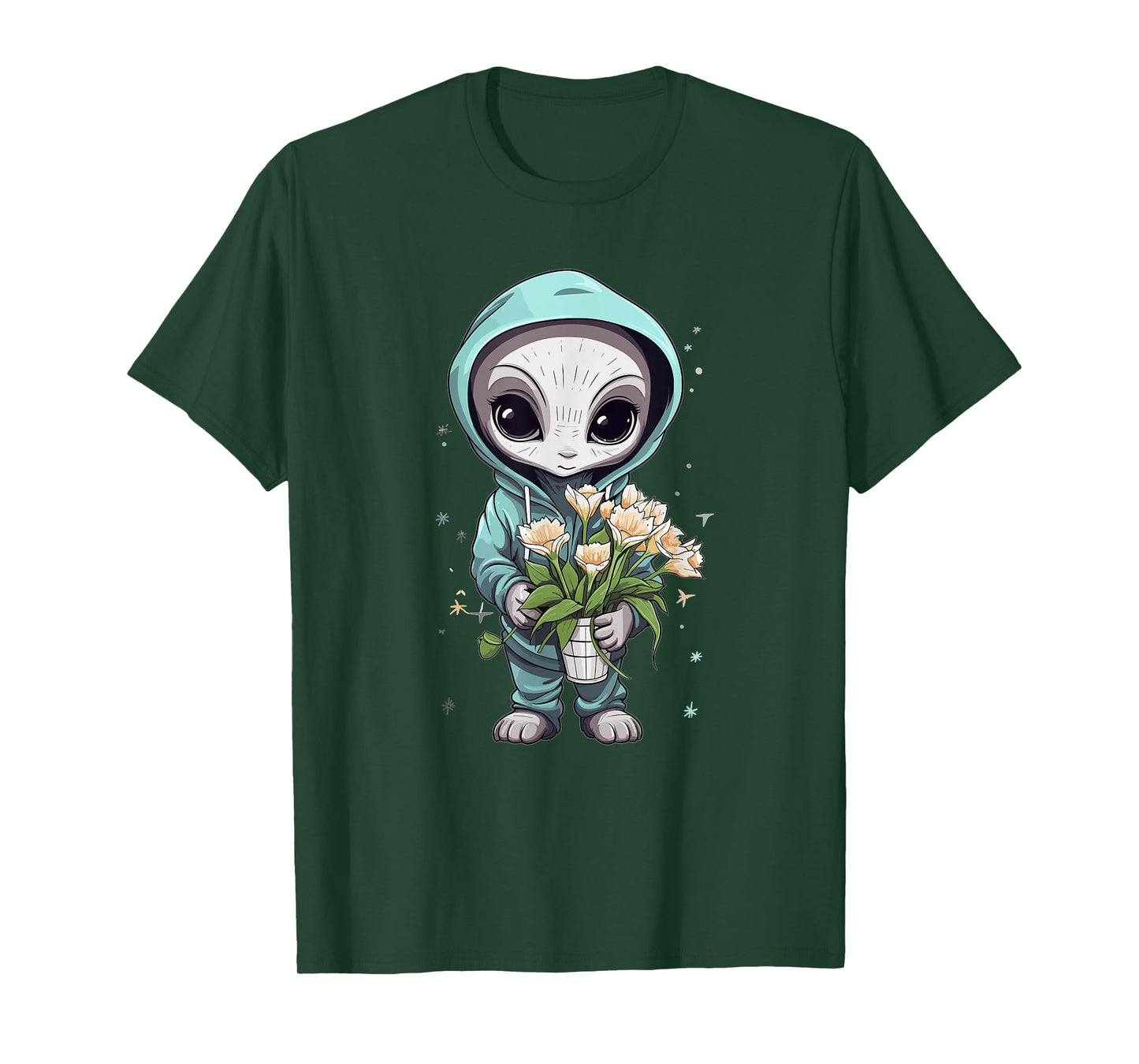 Cute Alien Girl With Flowers I Alien T-Shirt