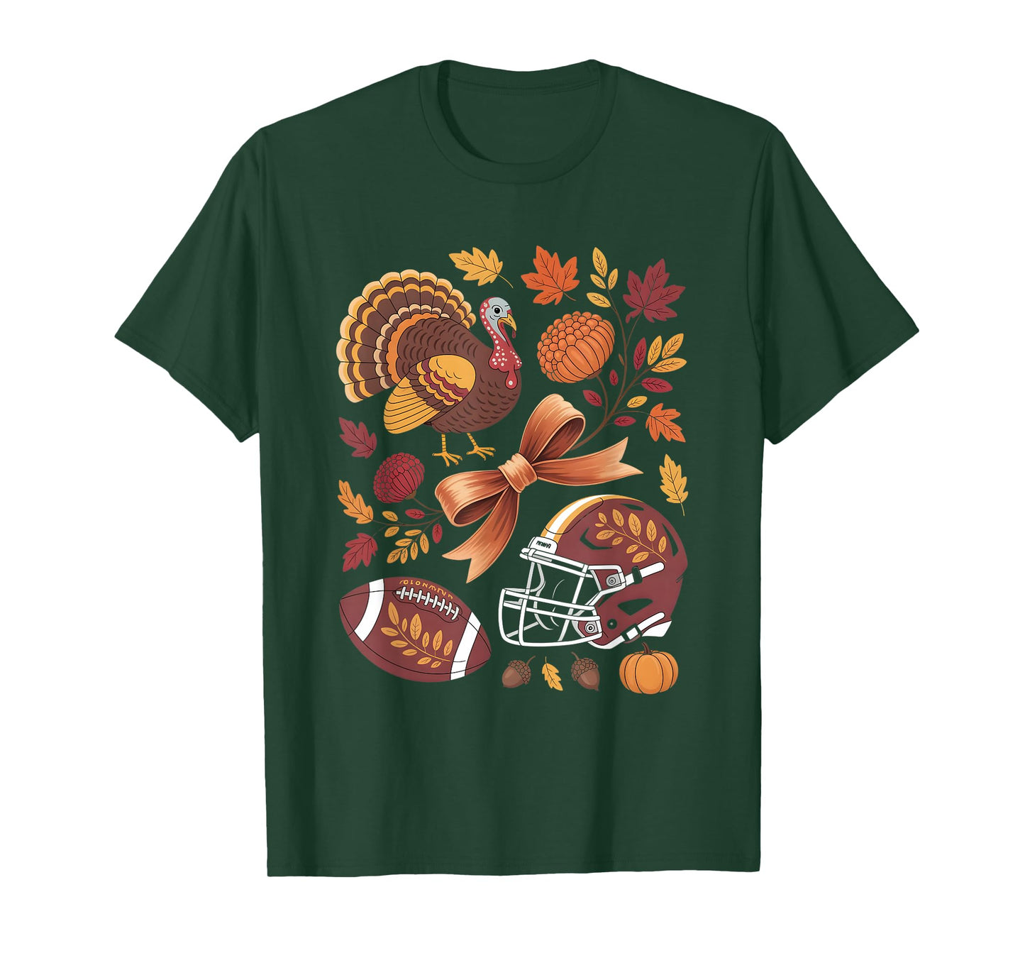 Retro Fall Flowers Thanksgiving Turkey Football Game Day T-Shirt