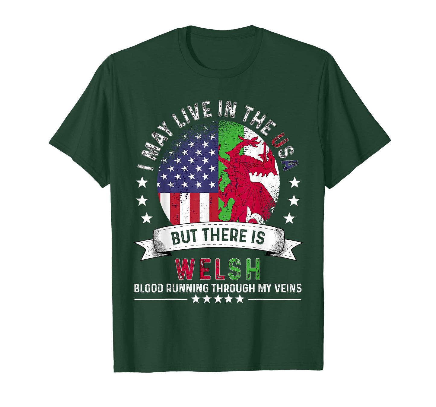 American Welsh Home in US Patriot American Wales Flag T-Shirt