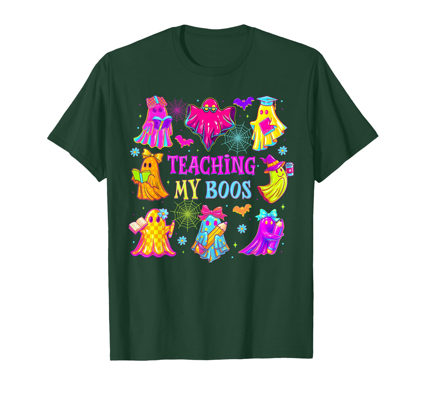 Cute Boo Ghost Groovy Teacher Teaching My Boos Halloween T-Shirt