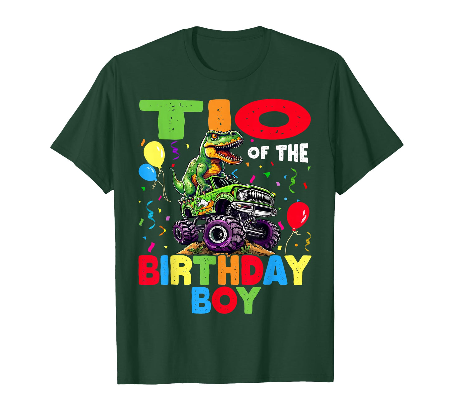 Tio Of The Birthday Boy Dinosaur T-Rex Monster Truck T-Shirt
