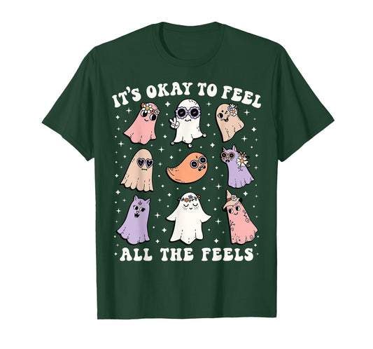 It’s Okay to Feel All the Feels Shirt Halloween Cute Ghost T-Shirt