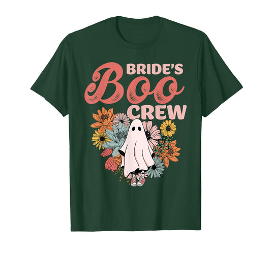 Bride's Boo Crew Floral Ghost Wedding Bachelorette Halloween T-Shirt