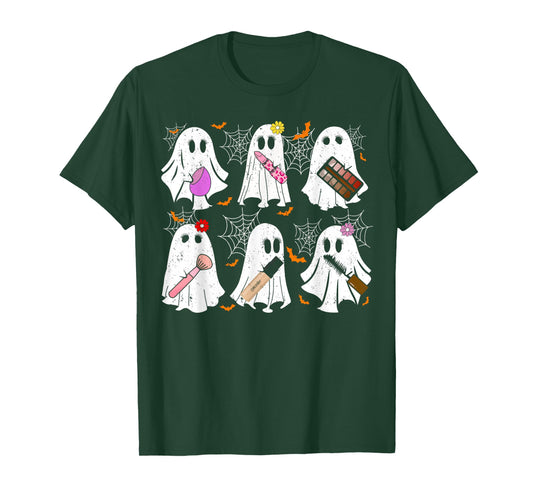 Ghost Makeup Artist Funny Costume For Halloween Men & Women T-Shirt
