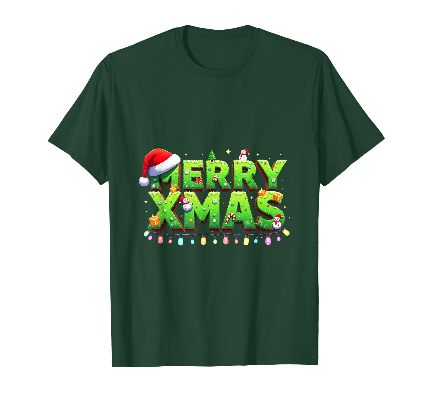Christmas Jolly Creeper Pixel Art Xmas Funny Gamer Santa T-Shirt