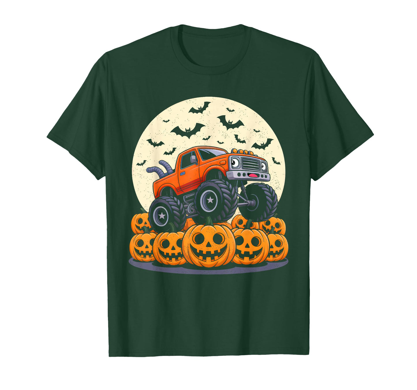 Monster Truck Jack O Lantern Pumpkin Halloween For Boys Kids T-Shirt