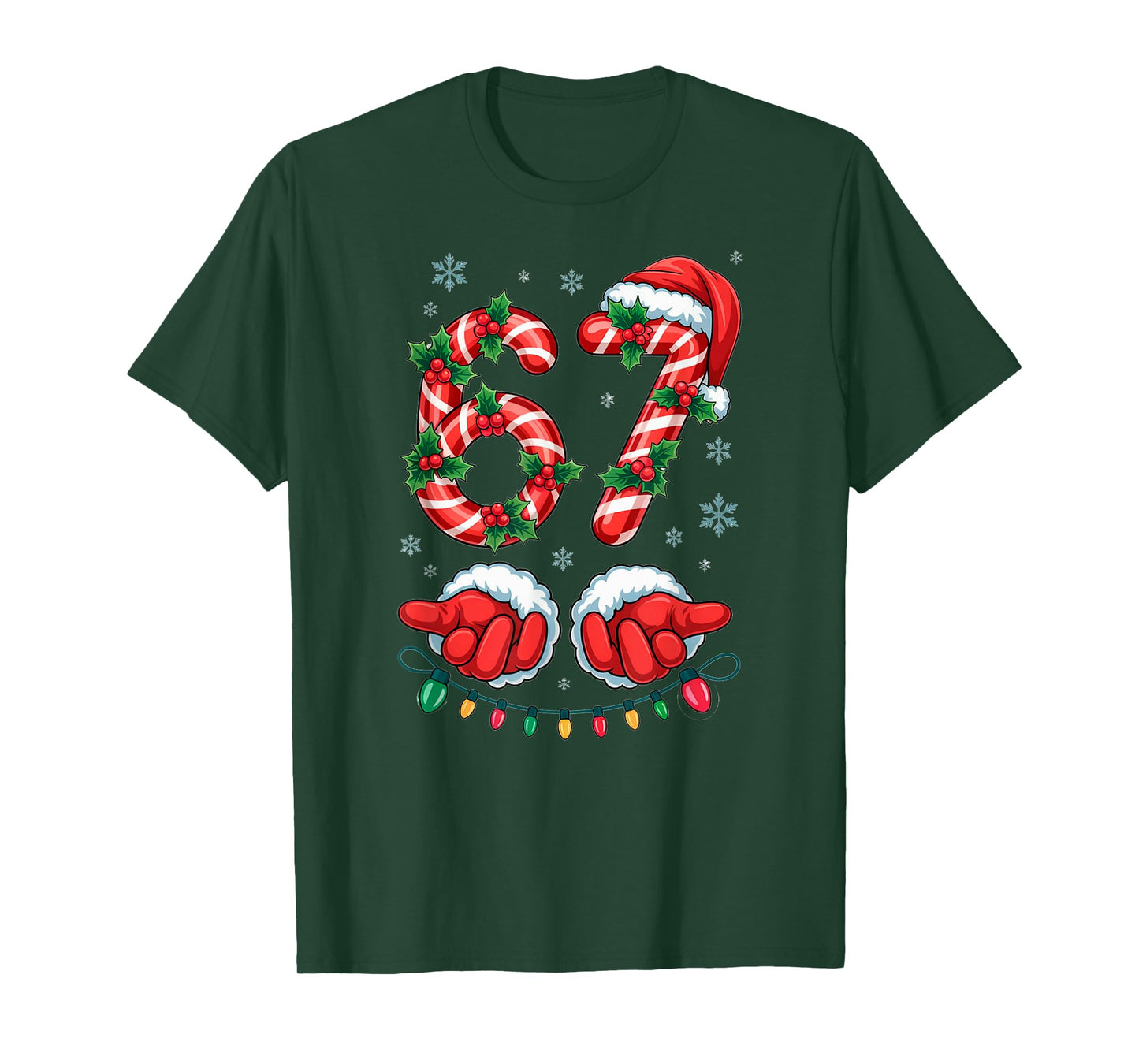 Santa Six Seven 67 Meme Christmas 67 Candy Cane Kids Boys T-Shirt