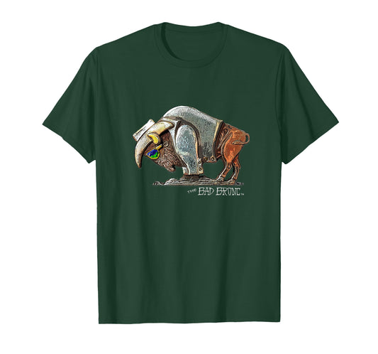 The Bad Bronc Rock N Roll Buffalo T-Shirt - Unisex-Adults, Black, Small, Short Sleeve, Cotton 65% Polyester 35%, Designer T-Shirt