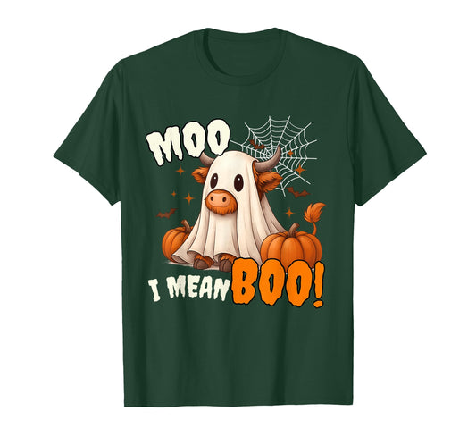 Moo I Mean Boo Funny Cow Ghost Halloween Costume Men Women T-Shirt
