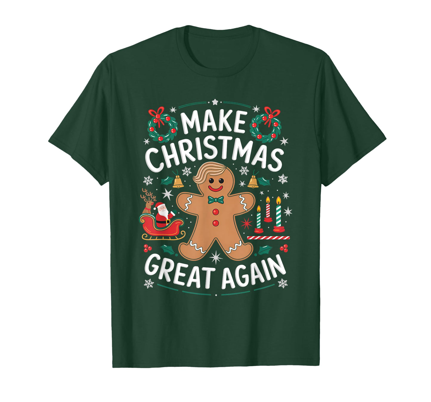 Funny Trump Gingerbread Man Make Christmas Great Again 2024 T-Shirt