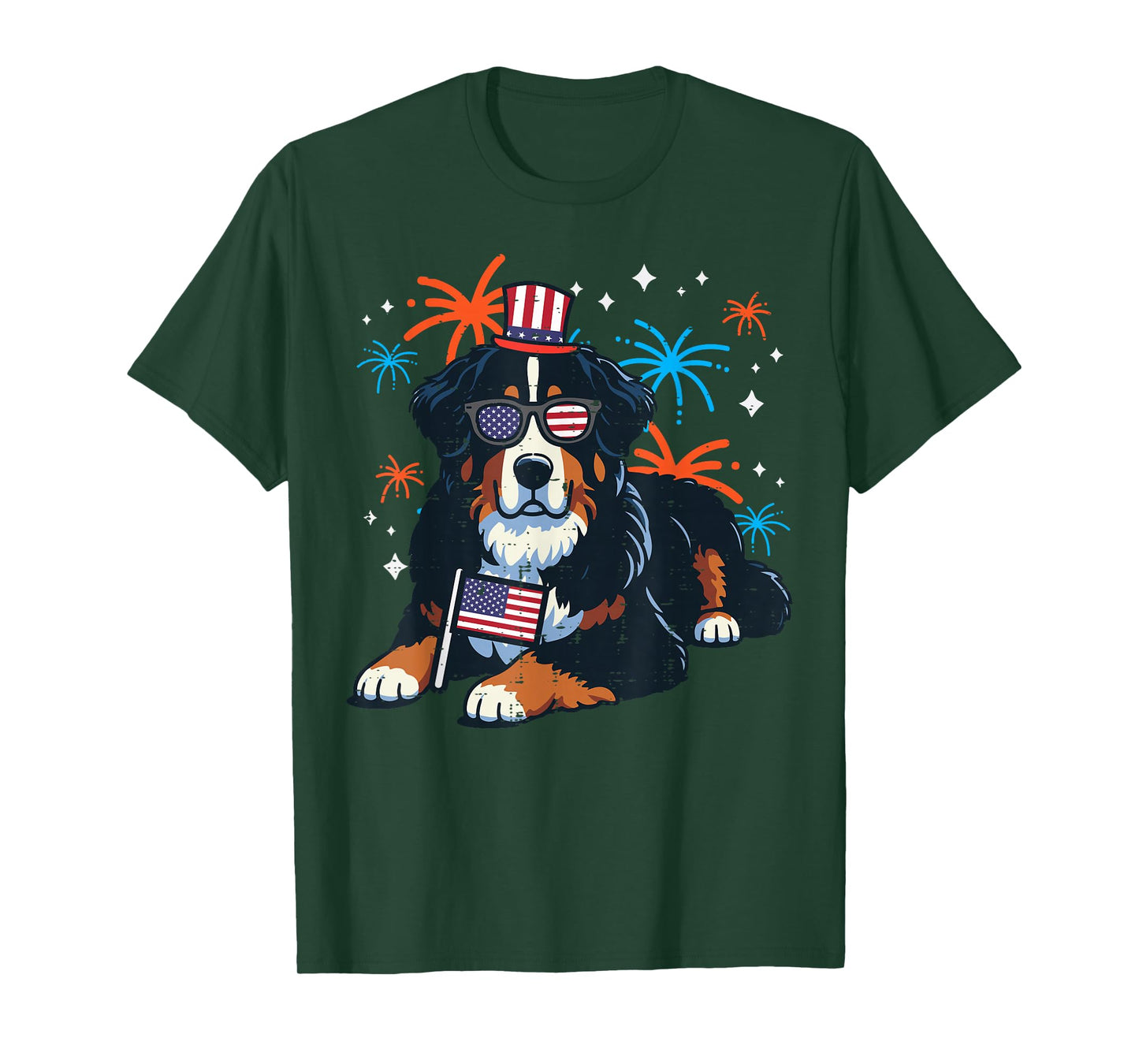 4th Of July Bernese Mountain Dog USA Patriot Men Women Kids T-Shirt