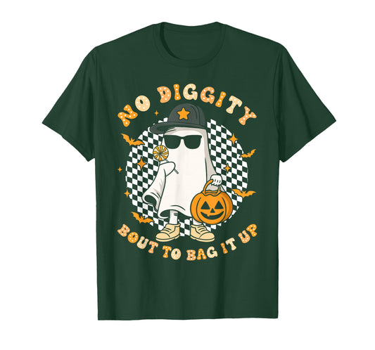 Halloween Ghost No Diggity Bout to Bag it Up Toddler Kids T-Shirt
