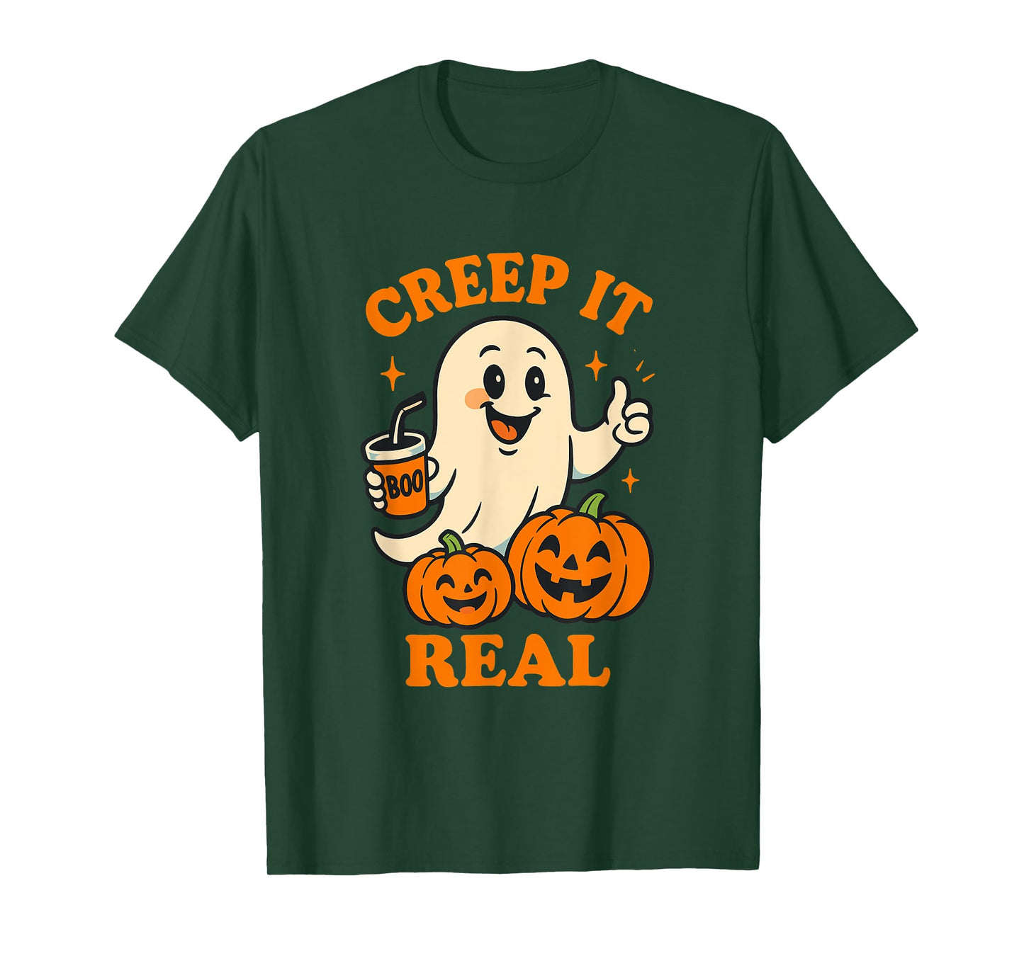 Keepin’ It Creepy Funny Halloween Ghost and Pumpkin T-Shirt