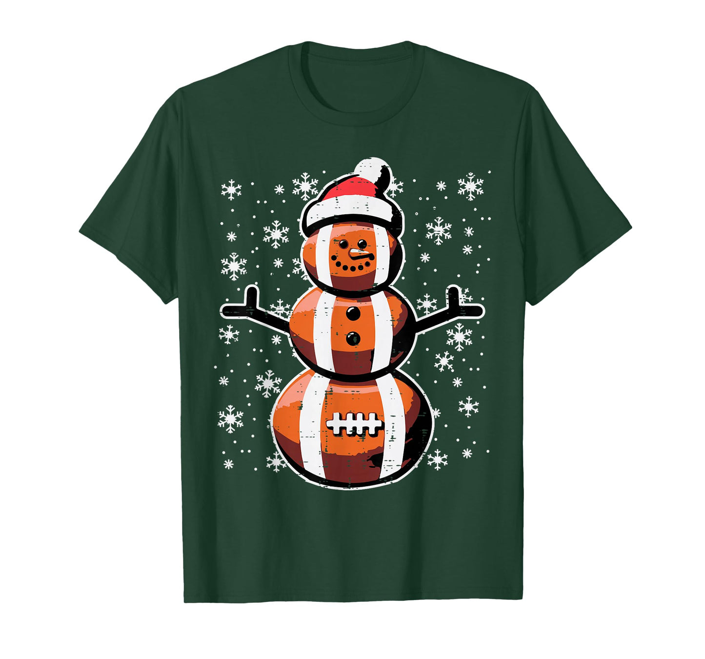 Christmas American Football Snowman Xmas Boys Kids Men Youth T-Shirt