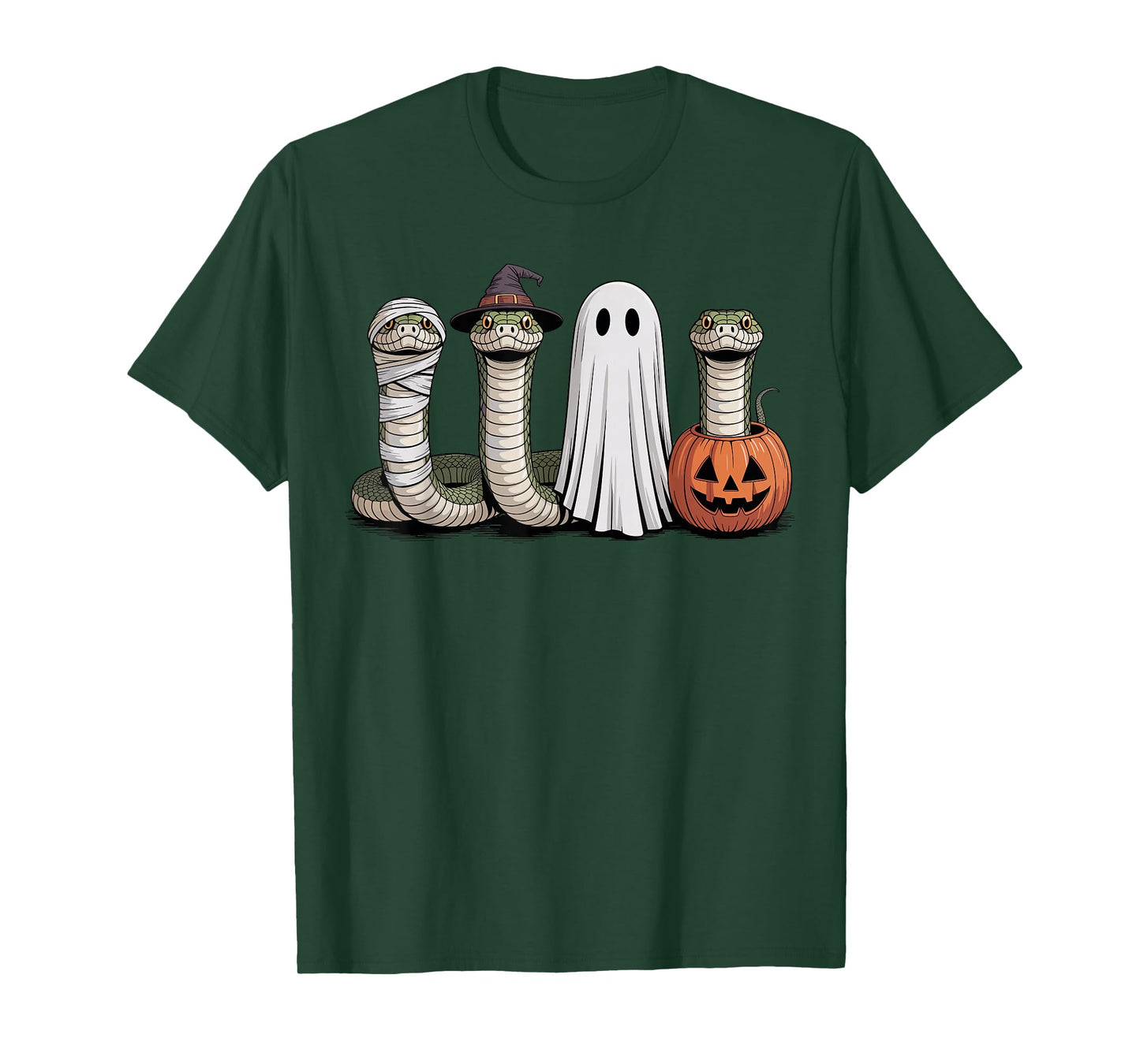 Spooky Ghost Hognose Snake Pumpkin Halloween Skeleton T-Shirt