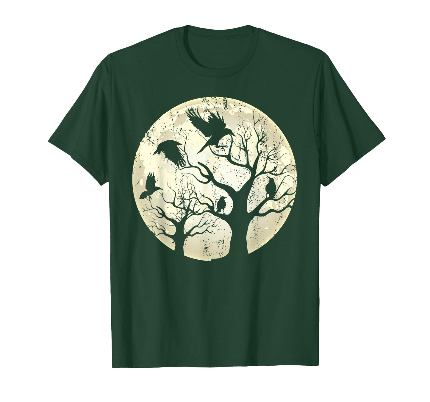 Gothic Animal Forest Bird Raven Creepy Night Moonlight Crow T-Shirt