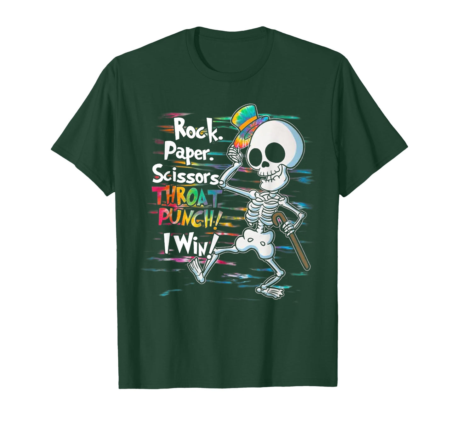 Rock Paper Scissors Throat Punch I Win Funny Skull Skeleton T-Shirt