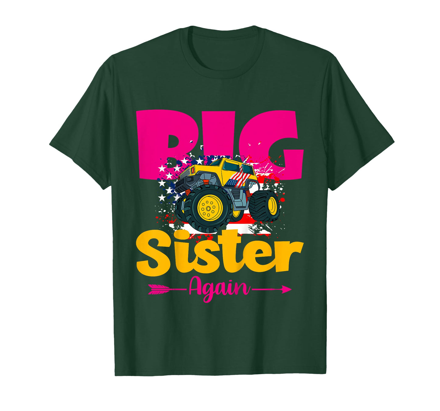 Kids Promoted To Big Sister Again Monster Truck Baby Announcement T-Shirt
