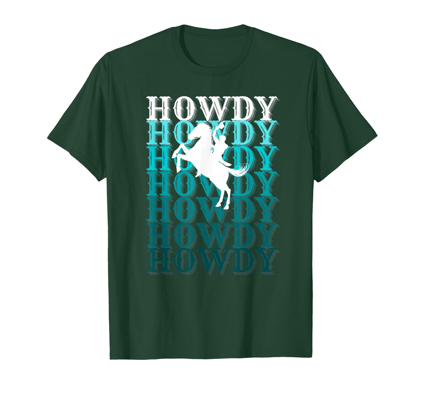 Fun Teal Country Boho Western Greetings Farm Fashion Horses T-Shirt