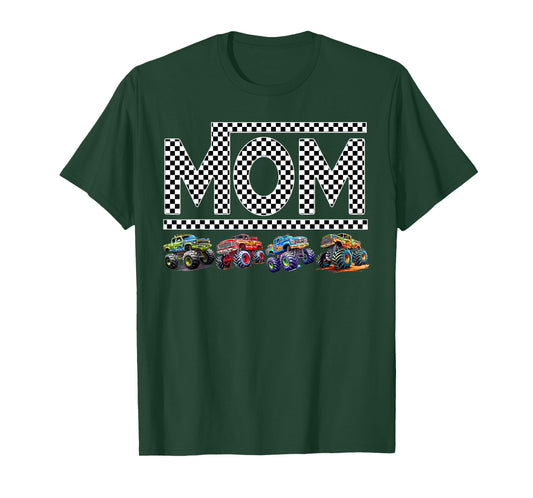 Mom Retro Monster Truck Family Crew Birthday Matching Party T-Shirt