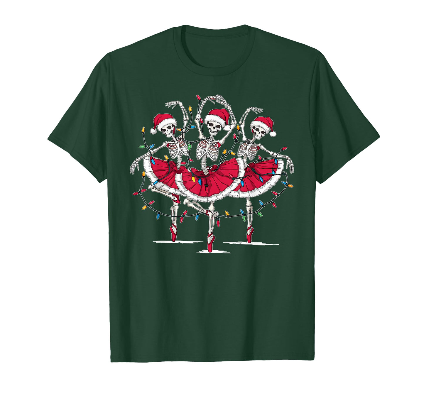 Ballerina Dancing Skeleton Santa Christmas Ballet Dancer T-Shirt