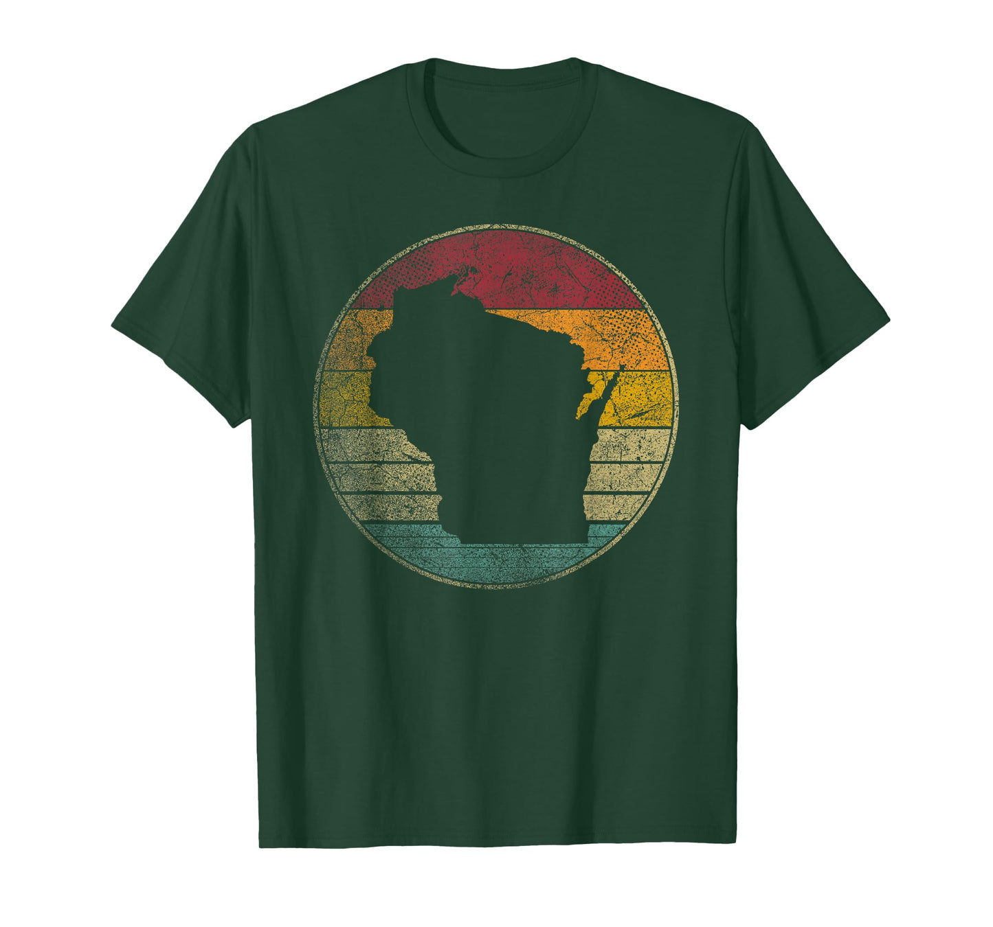 Wisconsin Vintage Distressed Retro Style Silhouette State T-Shirt