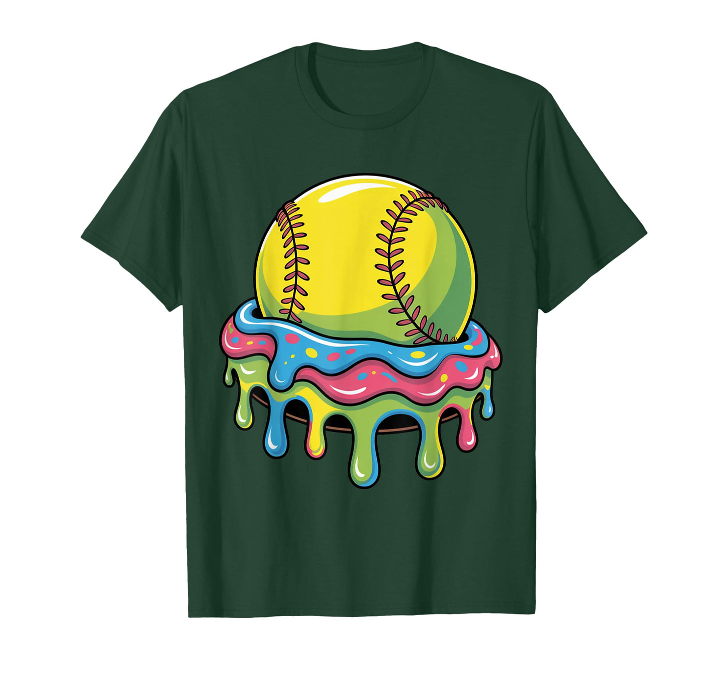 Softball Drip Ice Cream Style for Girls Women Sports Fun T-Shirt