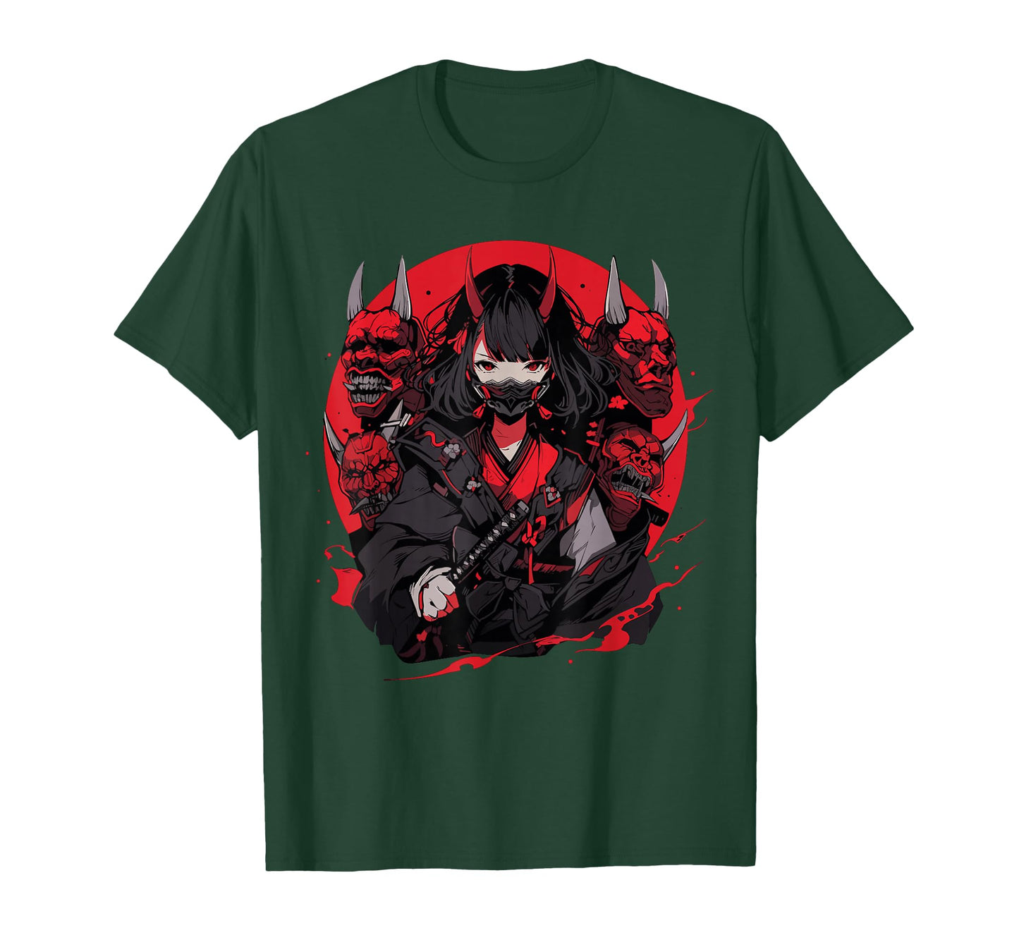 Anime Girl Gothic Waifu Japanese Kawaii Otaku Oni Mask T-Shirt