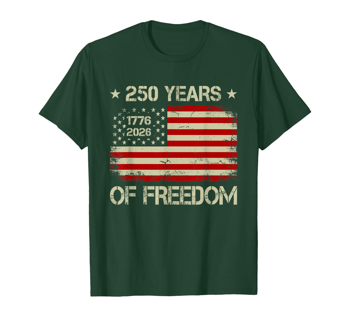 250 Years of Freedom 1776 2026 American Flag 4 July Vintage T-Shirt