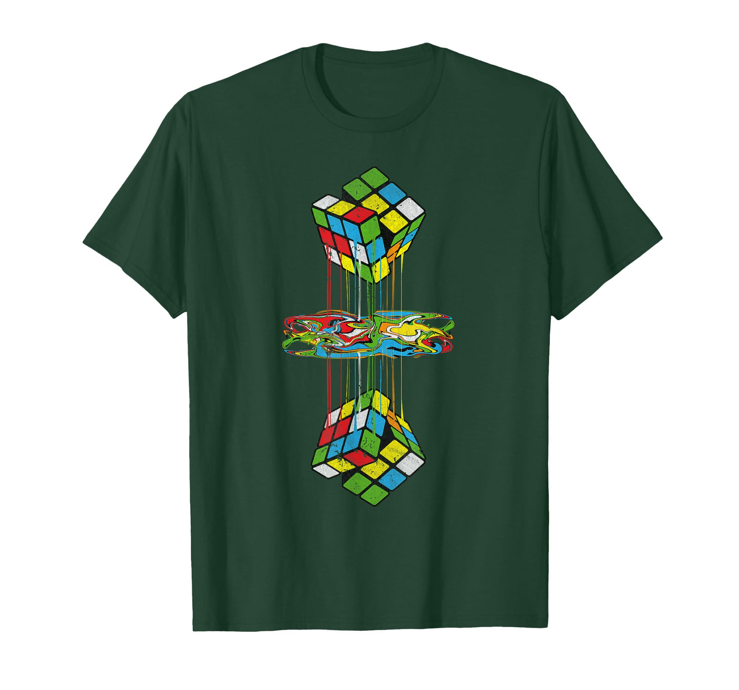Vintage Melting Cube Refection Graphic Math Speedcubing T-Shirt