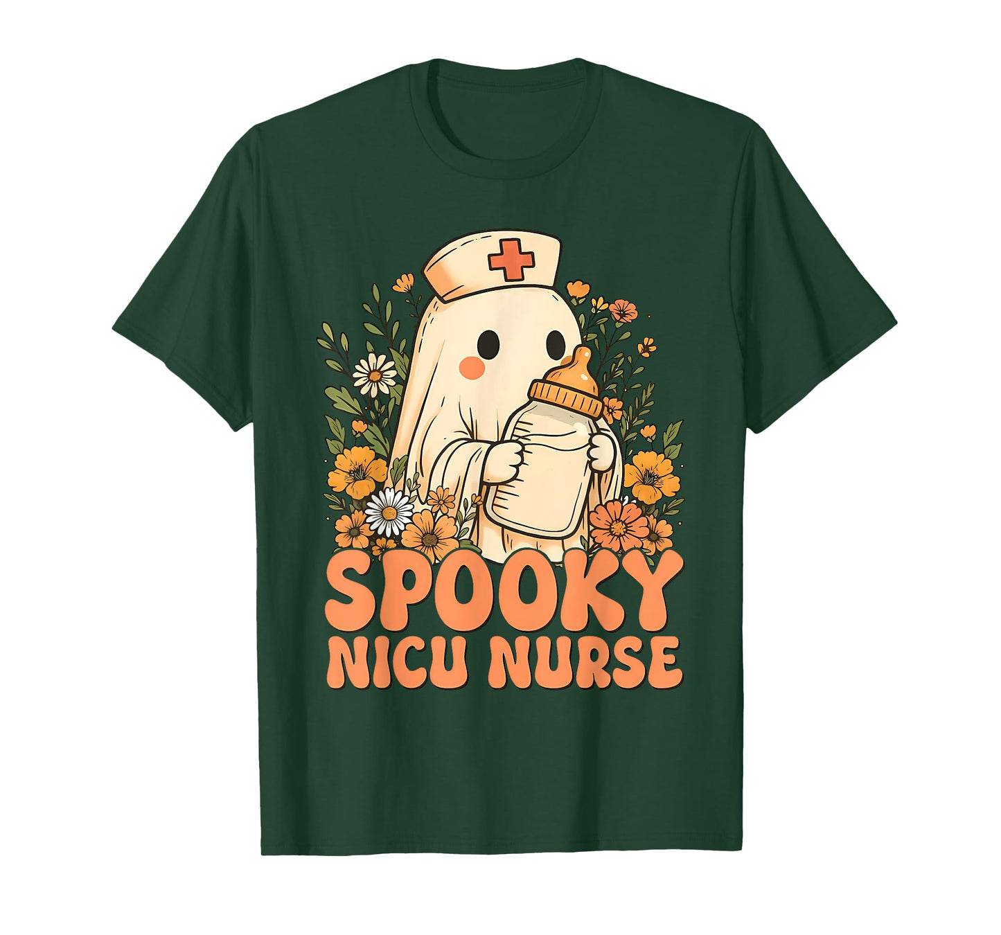 NICU Nurse Spooky Ghost Halloween Cute Nursing Costume T-Shirt