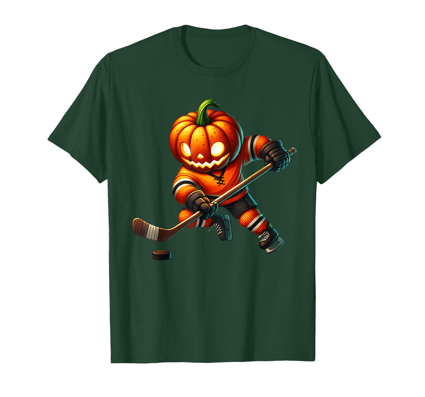 Ice Hockey Pumpkin Face Halloween Costume Men Boys Kids T-Shirt