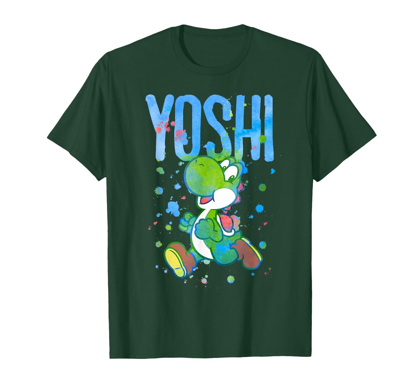 Nintendo Super Mario Yoshi Watercolor Splash Graphic T-Shirt