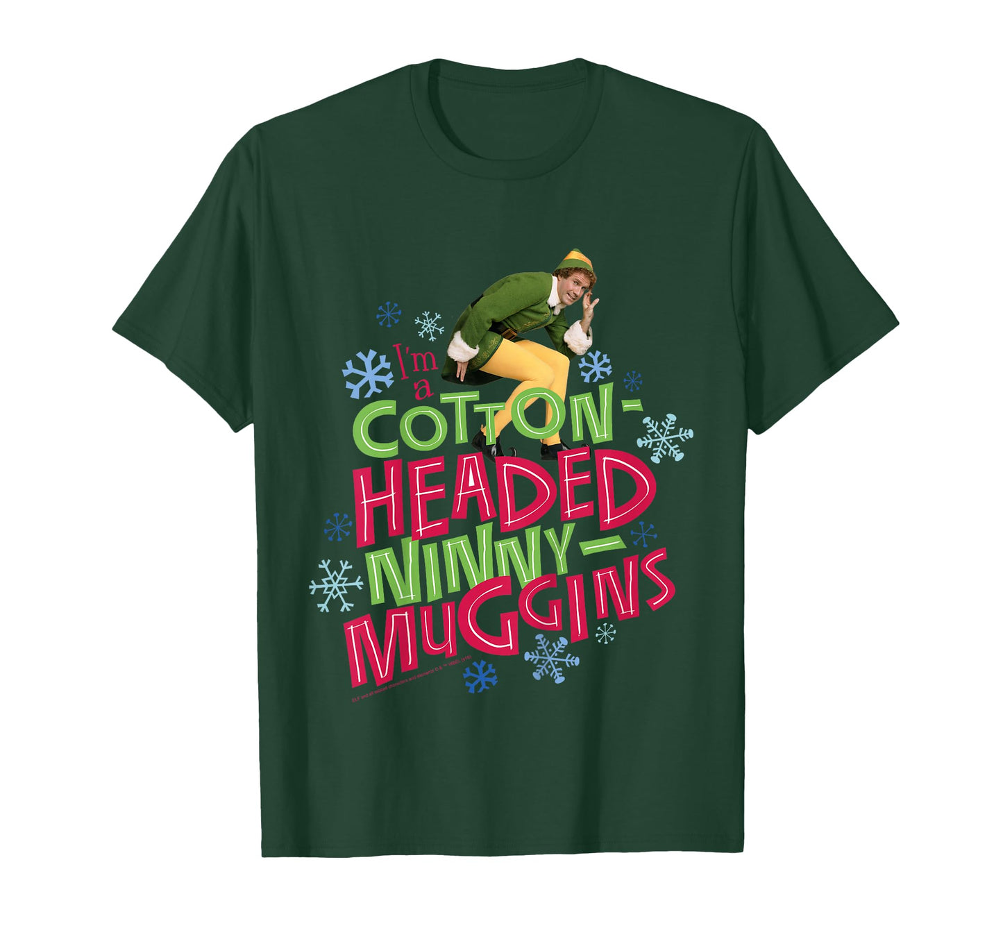 Kids Elf Buddy Cotton Headed Ninny Muggins Large Text T-Shirt