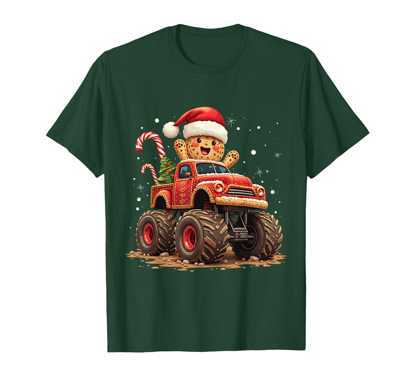 Monster Truck Gingerbread Man Xmas Funny Christmas T-Shirt