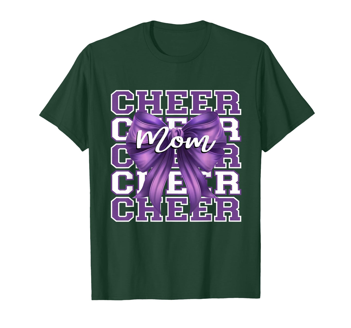 Football Cheer Mom Game Day Purple Bow Cheerleading T-Shirt