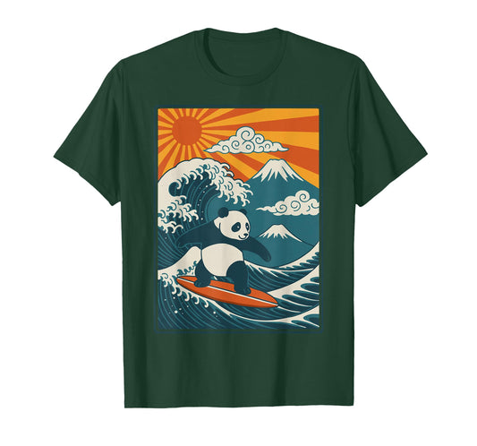 Panda Surfing Japanese T-Shirt