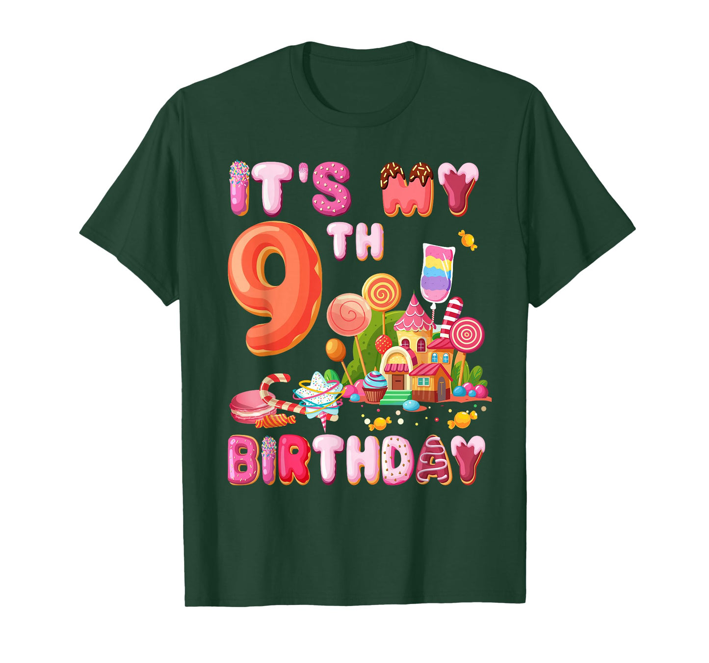 It’s My 9th Birthday Sweet Candy 9 Year Old Girl Party T-Shirt