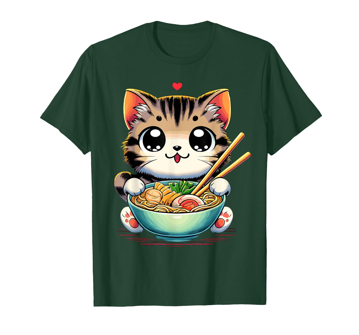 Cat Ramen Noodles Anime Kawaii Japanese Cat T-Shirt