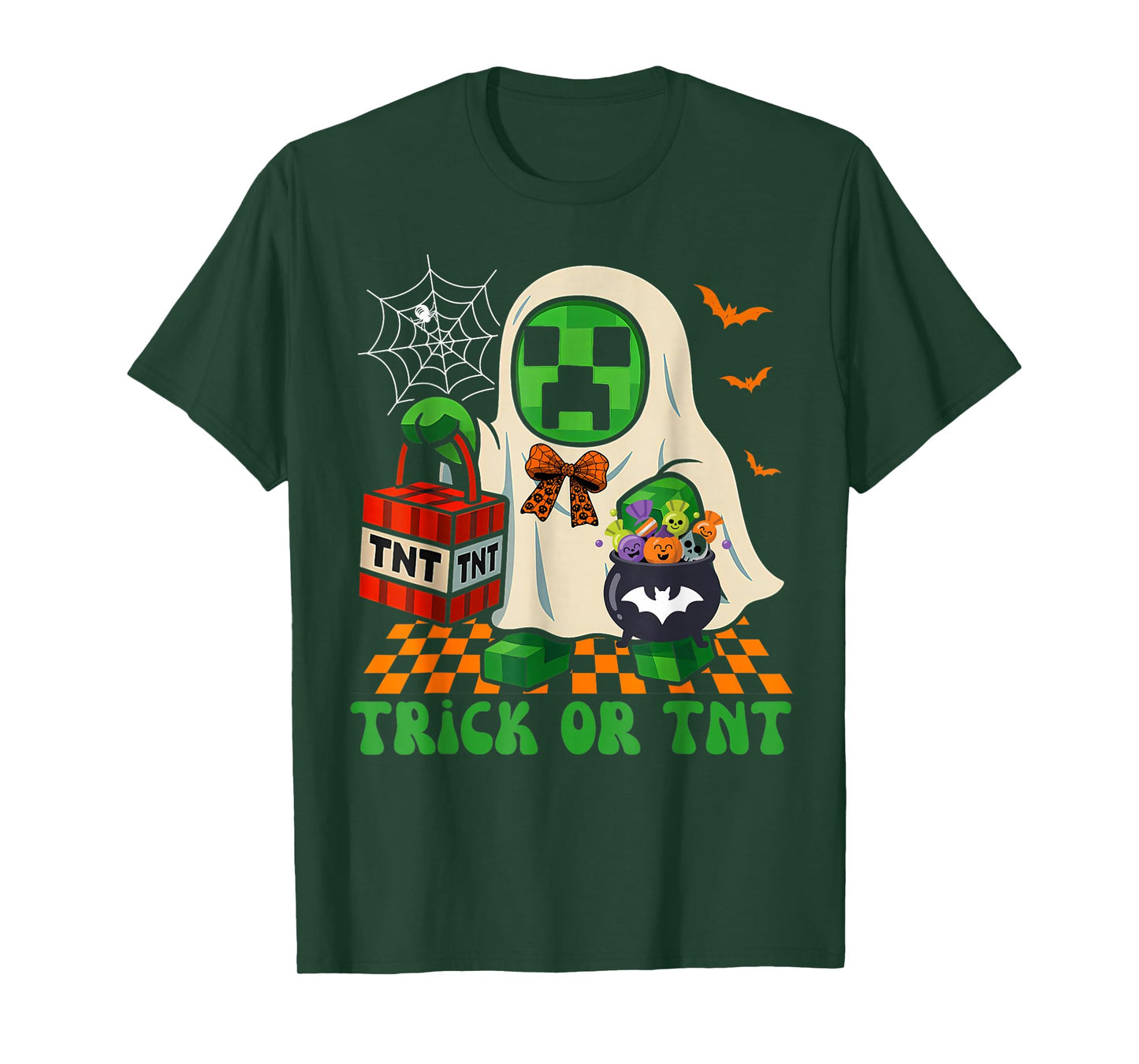 Funny Halloween Ghost Gamer Pixel Kids Boy Trick or TNT T-Shirt