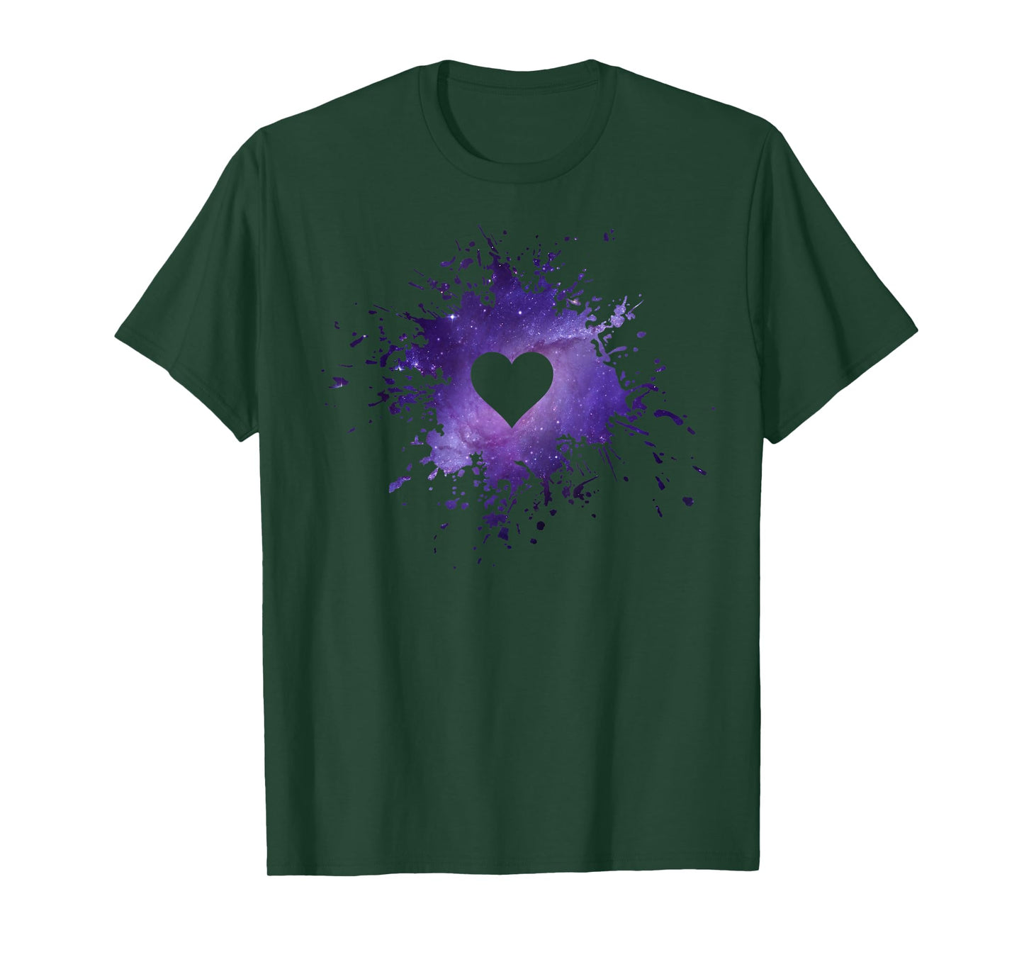 Purple Galaxy Splatter Heart Valentine's Day Design T-Shirt