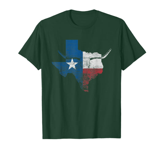 Texas Flag Shirt. Vintage Texas Flag Longhorn Skull Retro TX T-Shirt