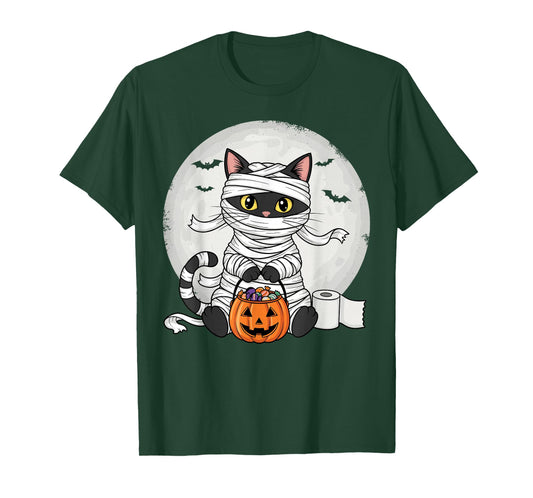 Cute Mummy Black Cat Halloween Costume Funny Trick or Treat T-Shirt