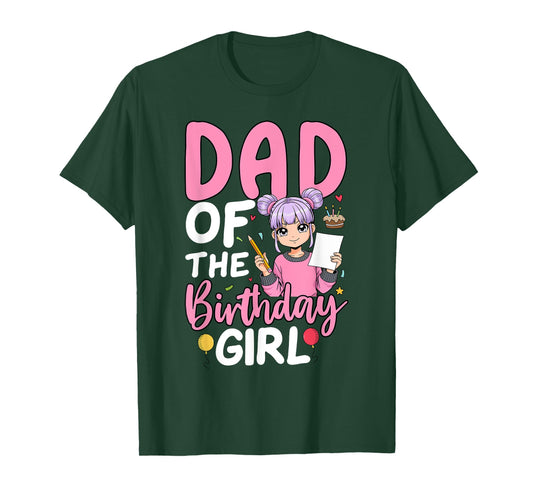 Dad Of The Birthday Girl Anime Sketching Girl Birthday T-Shirt