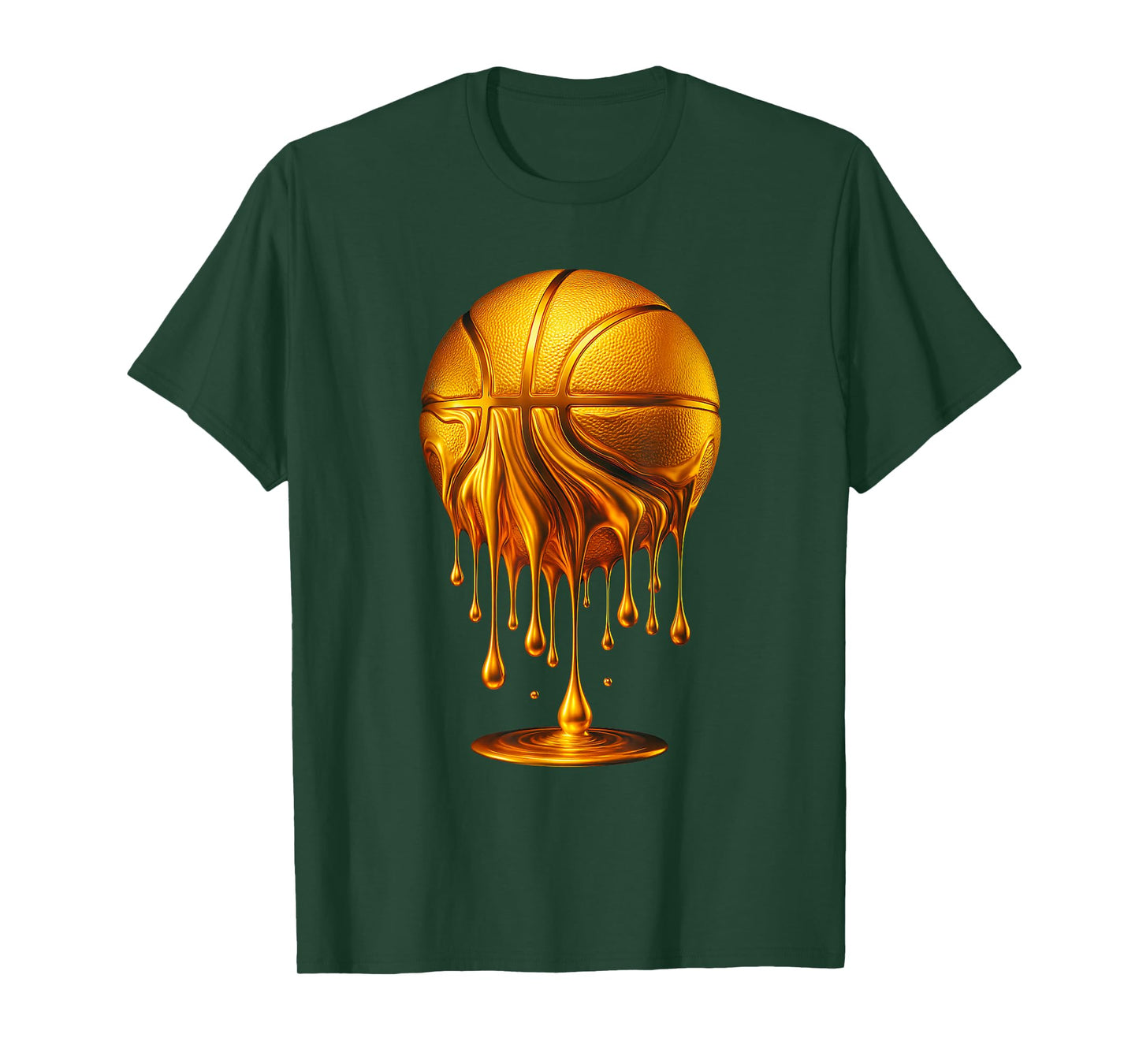 Gold Basketball Drip Slam Dunk Basketball Dripping Hoop MVP T-Shirt