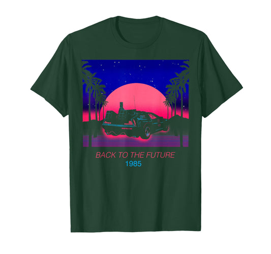 Back to The Future 1985 Neon Delorean Sunset T-Shirt