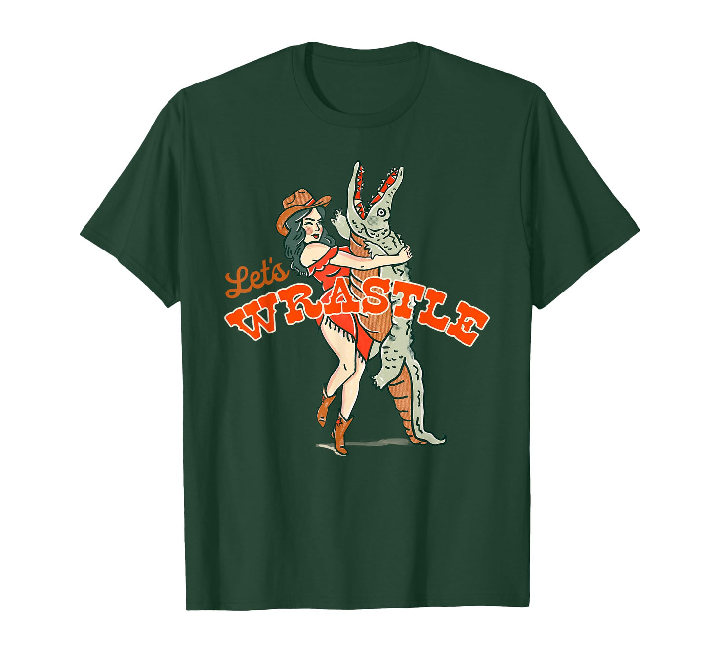 Let's Wrastle: New Orleans Bayou Cowgirl Alligator Wrestling T-Shirt