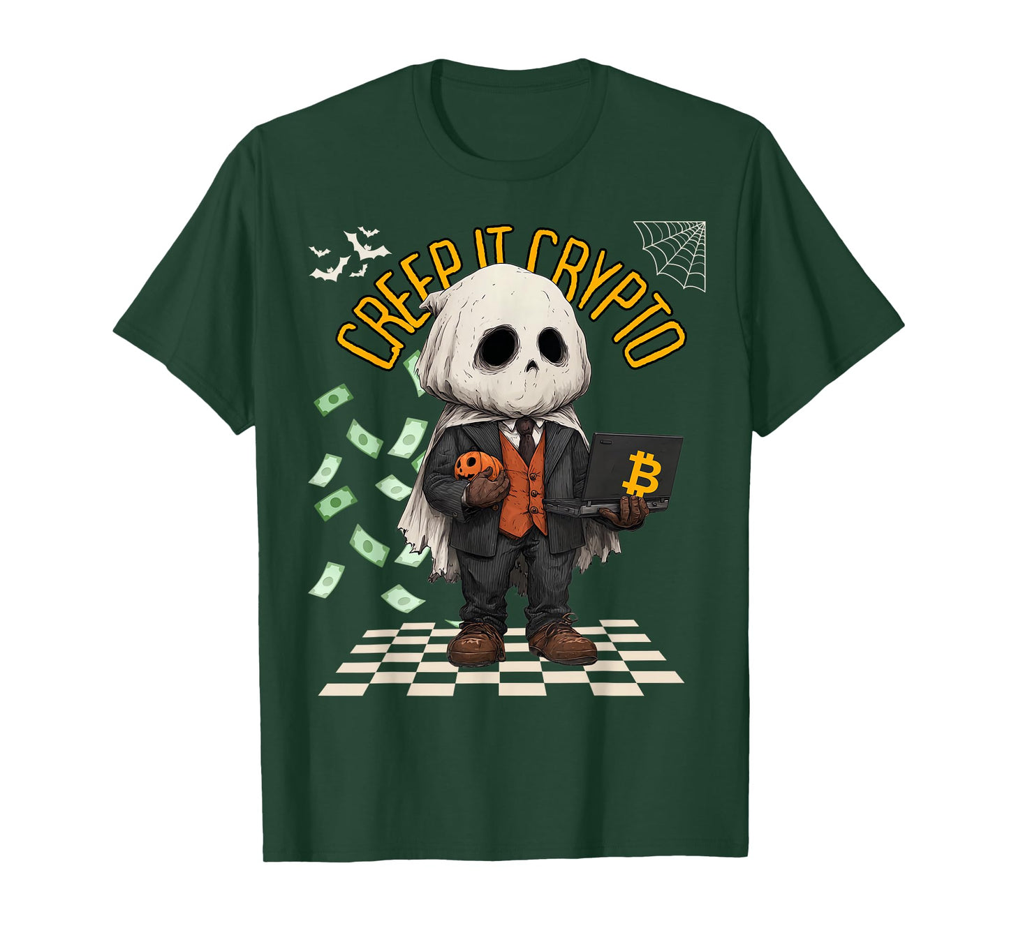 Creep It Crypto Funny Bitcoin Halloween Ghost Design T-Shirt