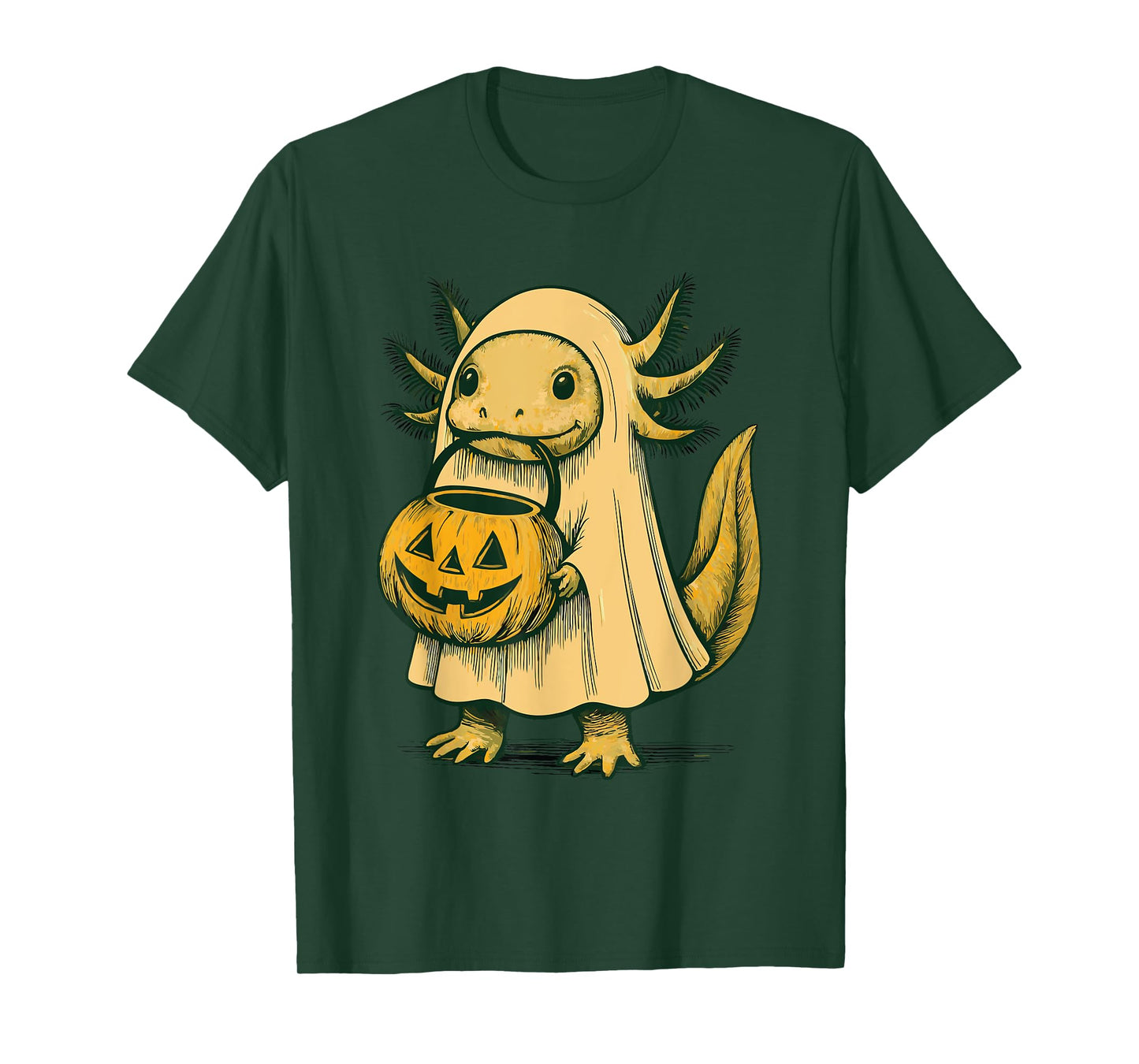 Cute Axolotl Ghost Pun Meme Trick or Treat Funny Halloween T-Shirt