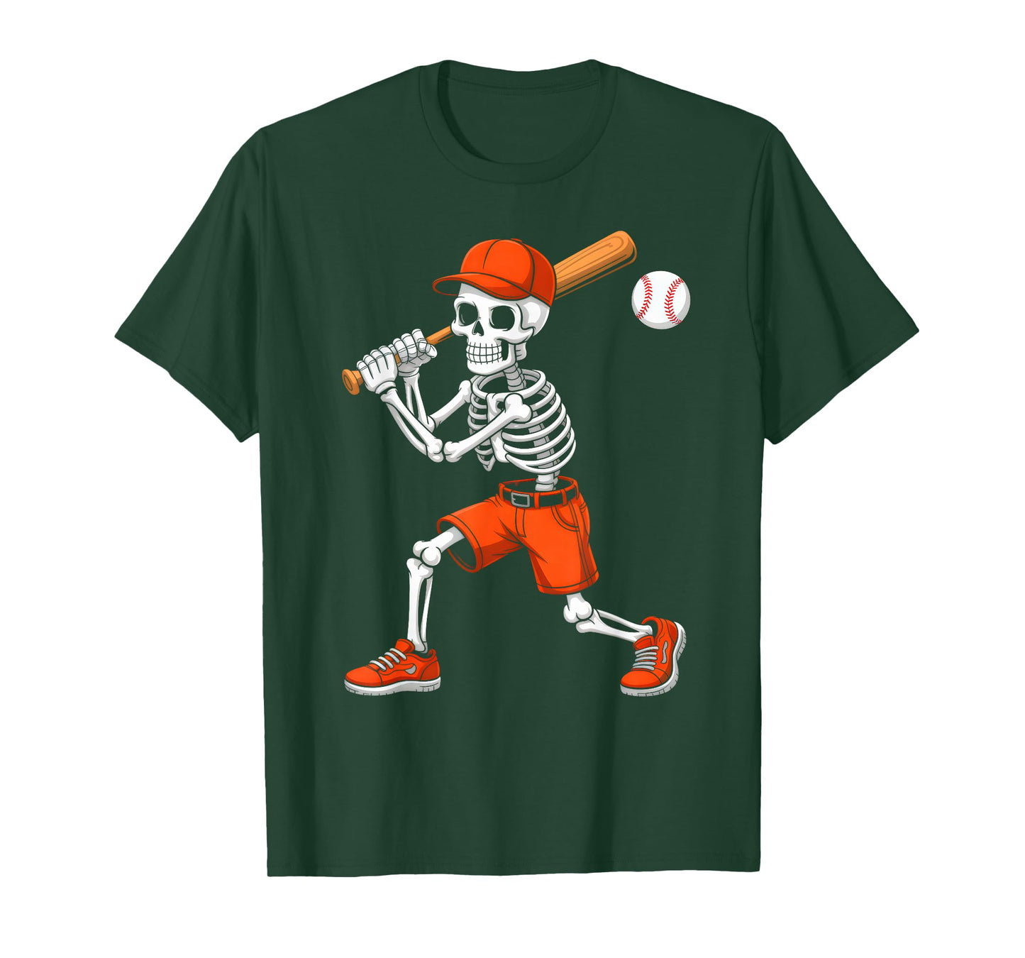 Skeleton Batting Baseball Halloween Costume Boys Men Kids T-Shirt